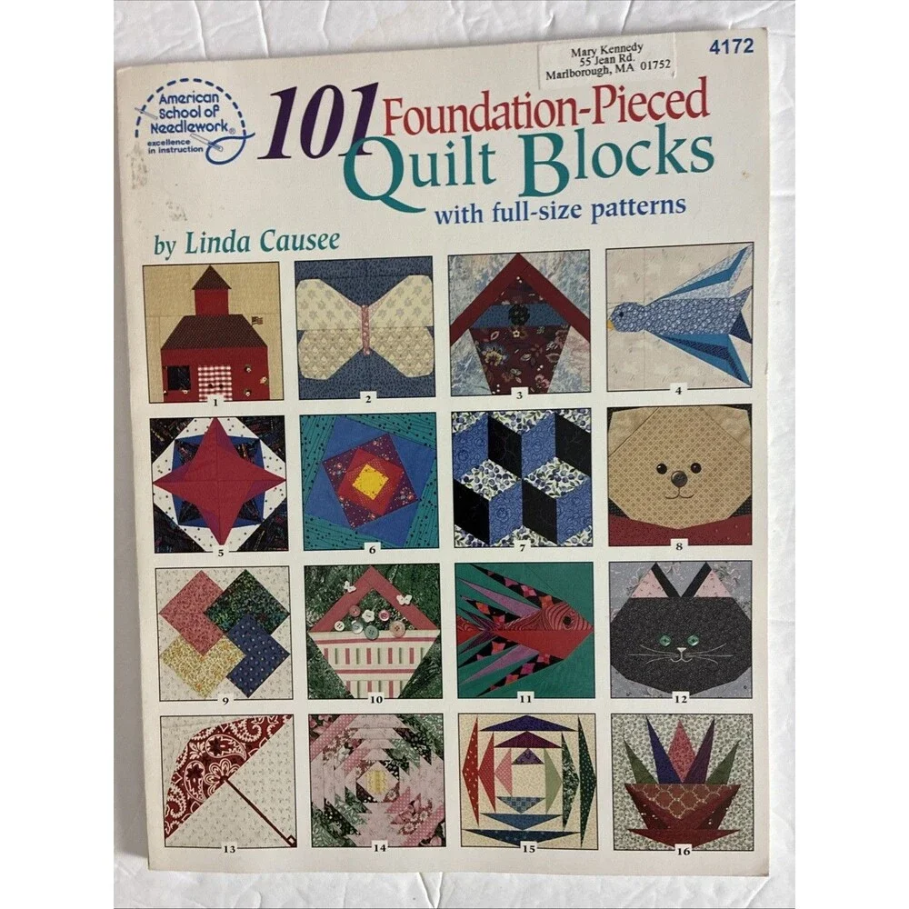 Vtg Rare 101 Foundation-Pieced Quilt Blocks Full Patterns 1996 Linda Causee
